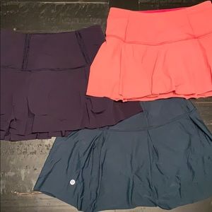 Bundle of 3 lululemon skirts with built in spandex
